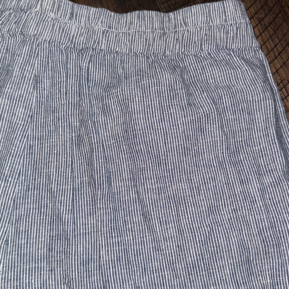 EILEEN FISHER Womens Blue Pinstripe Cropped Pants Size L - Picture 3 of 8